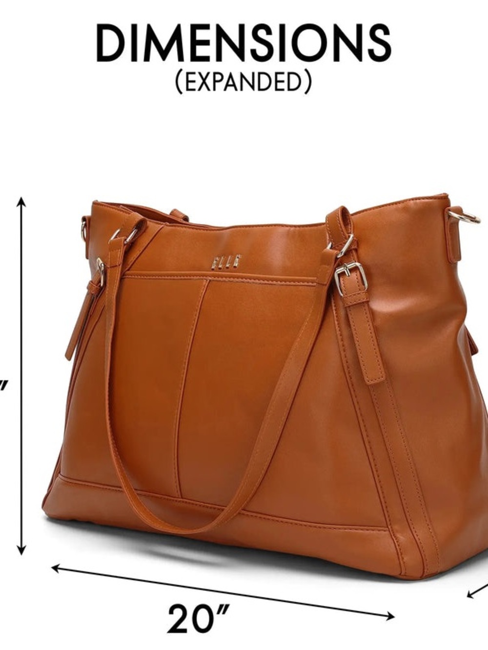 Elle Leisure Luxe 33L Vegan Leather Weekender Tote Bag - Picture 4 of 16